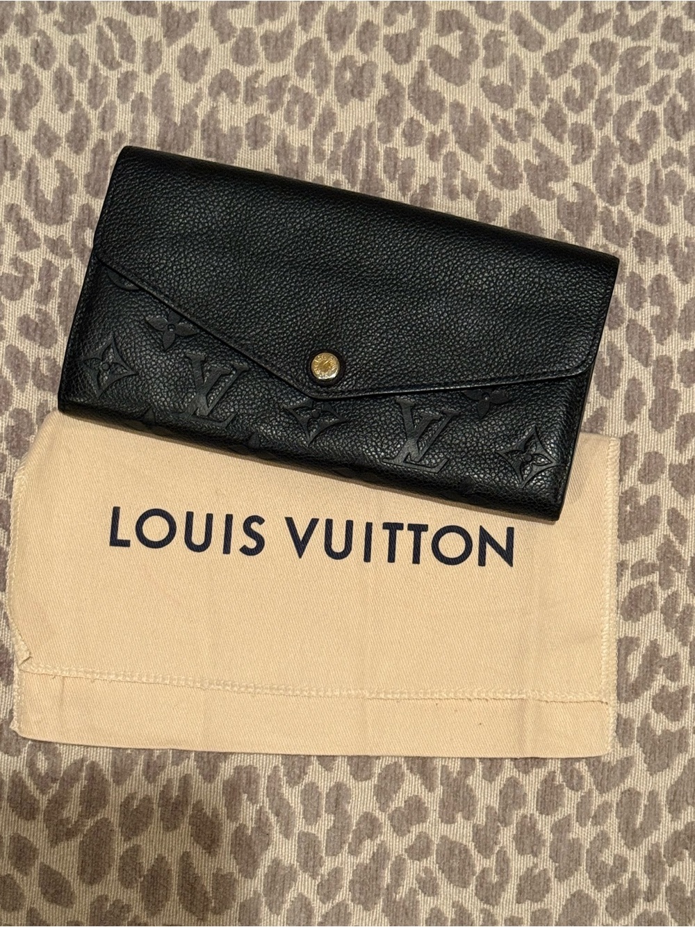 Louis Vuitton Black Empreinte Sarah Envelope Wallet with Gold Snap